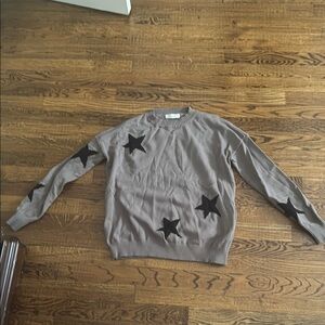 Gray Sweater with Black Star Accents medium